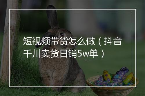 短视频带货怎么做（抖音千川卖货日销5w单）