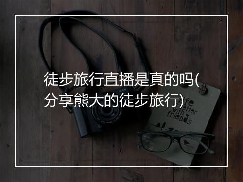 徒步旅行直播是真的吗(分享熊大的徒步旅行)
