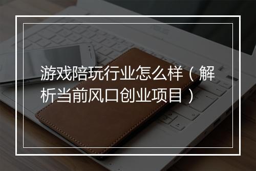 游戏陪玩行业怎么样（解析当前风口创业项目）