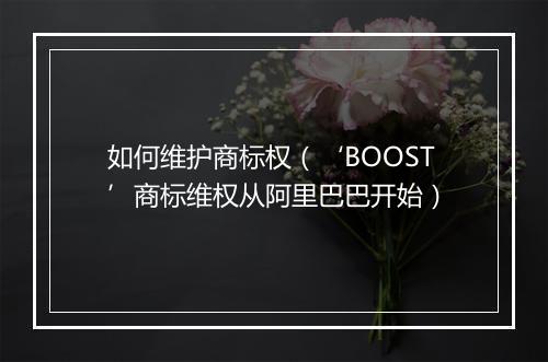 如何维护商标权（‘BOOST’商标维权从阿里巴巴开始）