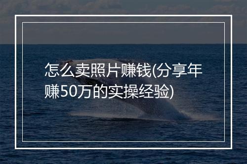 怎么卖照片赚钱(分享年赚50万的实操经验)