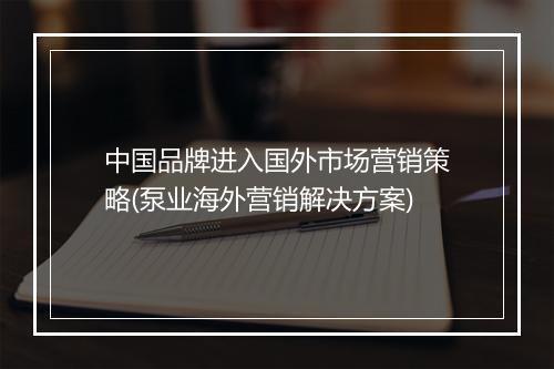 中国品牌进入国外市场营销策略(泵业海外营销解决方案)