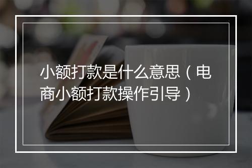 小额打款是什么意思（电商小额打款操作引导）