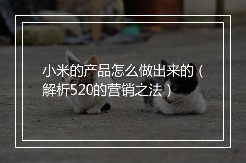 小米的产品怎么做出来的（解析520的营销之法）