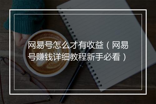 网易号怎么才有收益（网易号赚钱详细教程新手必看）