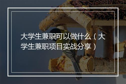 大学生兼职可以做什么（大学生兼职项目实战分享）