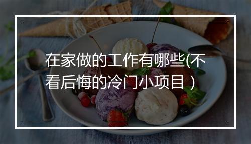 在家做的工作有哪些(不看后悔的冷门小项目）