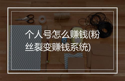 个人号怎么赚钱(粉丝裂变赚钱系统)