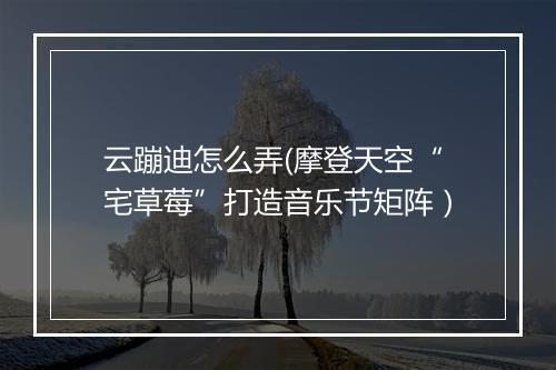 云蹦迪怎么弄(摩登天空“宅草莓”打造音乐节矩阵）