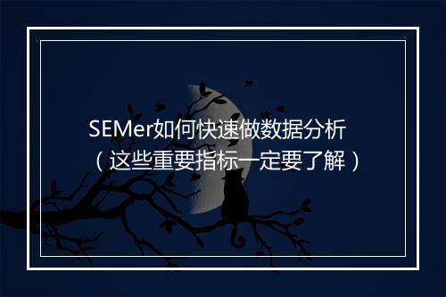 SEMer如何快速做数据分析（这些重要指标一定要了解）