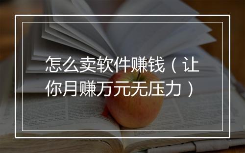 怎么卖软件赚钱（让你月赚万元无压力）