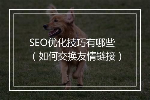 SEO优化技巧有哪些（如何交换友情链接）