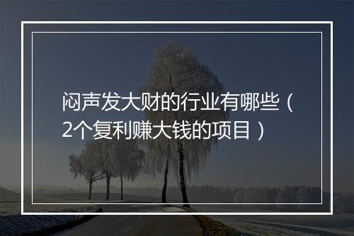 闷声发大财的行业有哪些（2个复利赚大钱的项目）