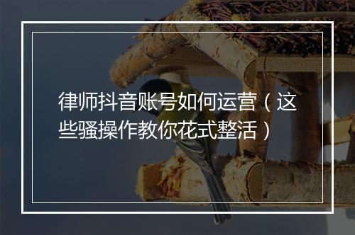 律师抖音账号如何运营（这些骚操作教你花式整活）