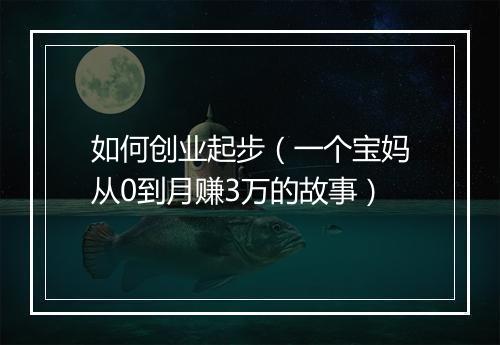 如何创业起步（一个宝妈从0到月赚3万的故事）