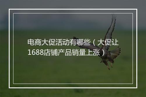 电商大促活动有哪些（大促让1688店铺产品销量上涨）