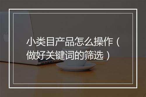 小类目产品怎么操作（做好关键词的筛选）