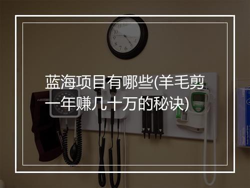 蓝海项目有哪些(羊毛剪一年赚几十万的秘诀)