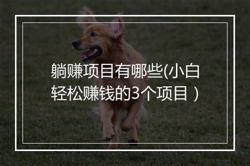 躺赚项目有哪些(小白轻松赚钱的3个项目）