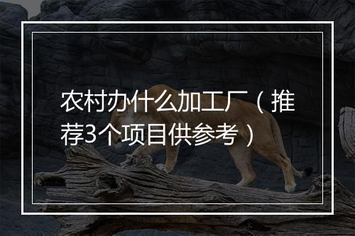 农村办什么加工厂（推荐3个项目供参考）