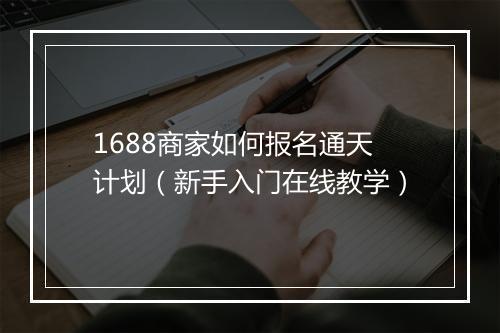 1688商家如何报名通天计划（新手入门在线教学）