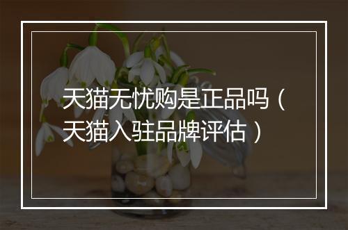 天猫无忧购是正品吗（天猫入驻品牌评估）