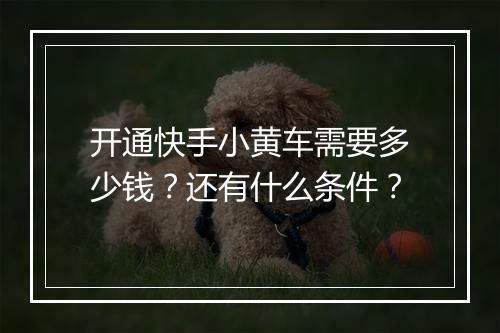 开通快手小黄车需要多少钱？还有什么条件？