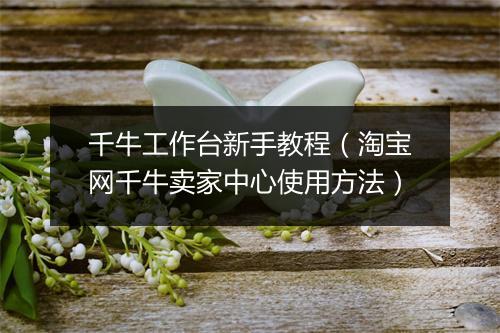 千牛工作台新手教程（淘宝网千牛卖家中心使用方法）