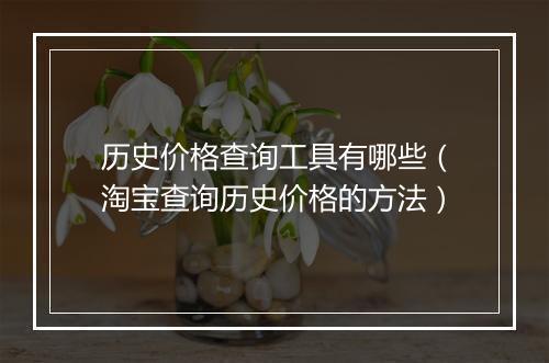 历史价格查询工具有哪些（淘宝查询历史价格的方法）