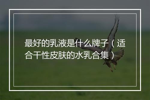 最好的乳液是什么牌子（适合干性皮肤的水乳合集）