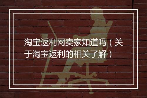 淘宝返利网卖家知道吗（关于淘宝返利的相关了解）