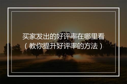 买家发出的好评率在哪里看（教你提升好评率的方法）