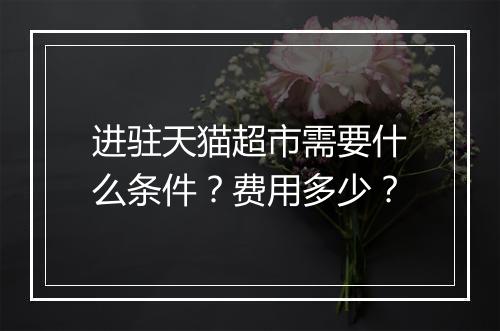 进驻天猫超市需要什么条件？费用多少？