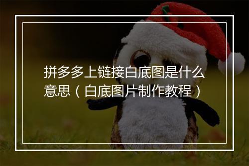 拼多多上链接白底图是什么意思（白底图片制作教程）