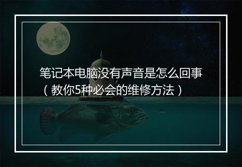 笔记本电脑没有声音是怎么回事（教你5种必会的维修方法）