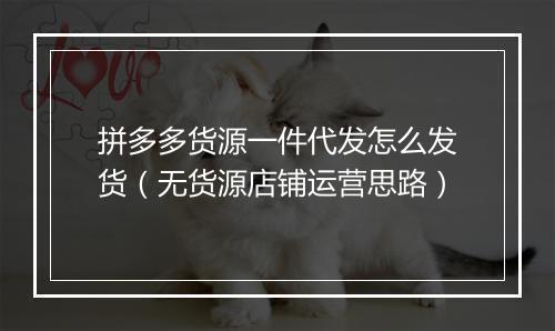 拼多多货源一件代发怎么发货（无货源店铺运营思路）