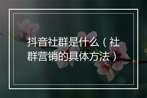 抖音社群是什么（社群营销的具体方法）