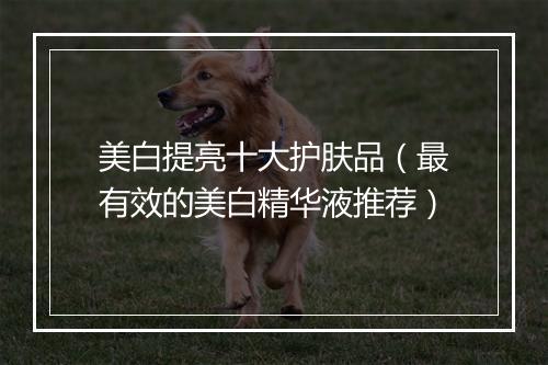 美白提亮十大护肤品（最有效的美白精华液推荐）