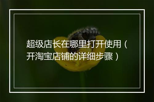 超级店长在哪里打开使用（开淘宝店铺的详细步骤）