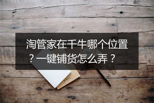 淘管家在千牛哪个位置？一键铺货怎么弄？