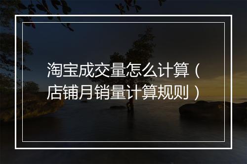 淘宝成交量怎么计算（店铺月销量计算规则）