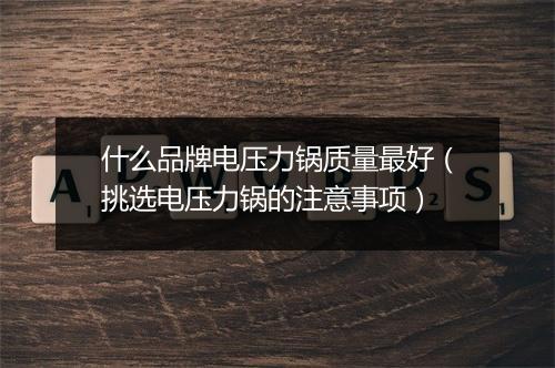 什么品牌电压力锅质量最好（挑选电压力锅的注意事项）