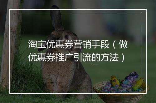淘宝优惠券营销手段（做优惠券推广引流的方法）