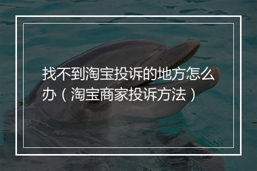 找不到淘宝投诉的地方怎么办（淘宝商家投诉方法）