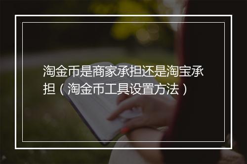 淘金币是商家承担还是淘宝承担（淘金币工具设置方法）