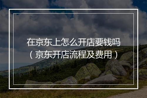 在京东上怎么开店要钱吗（京东开店流程及费用）