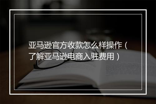 亚马逊官方收款怎么样操作（了解亚马逊电商入驻费用）