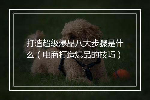 打造超级爆品八大步骤是什么（电商打造爆品的技巧）