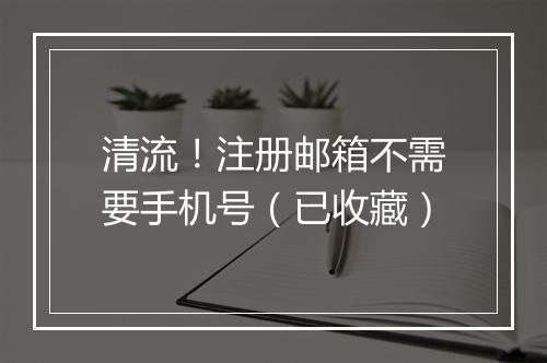 清流！注册邮箱不需要手机号（已收藏）