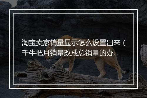 淘宝卖家销量显示怎么设置出来（千牛把月销量改成总销量的办法）